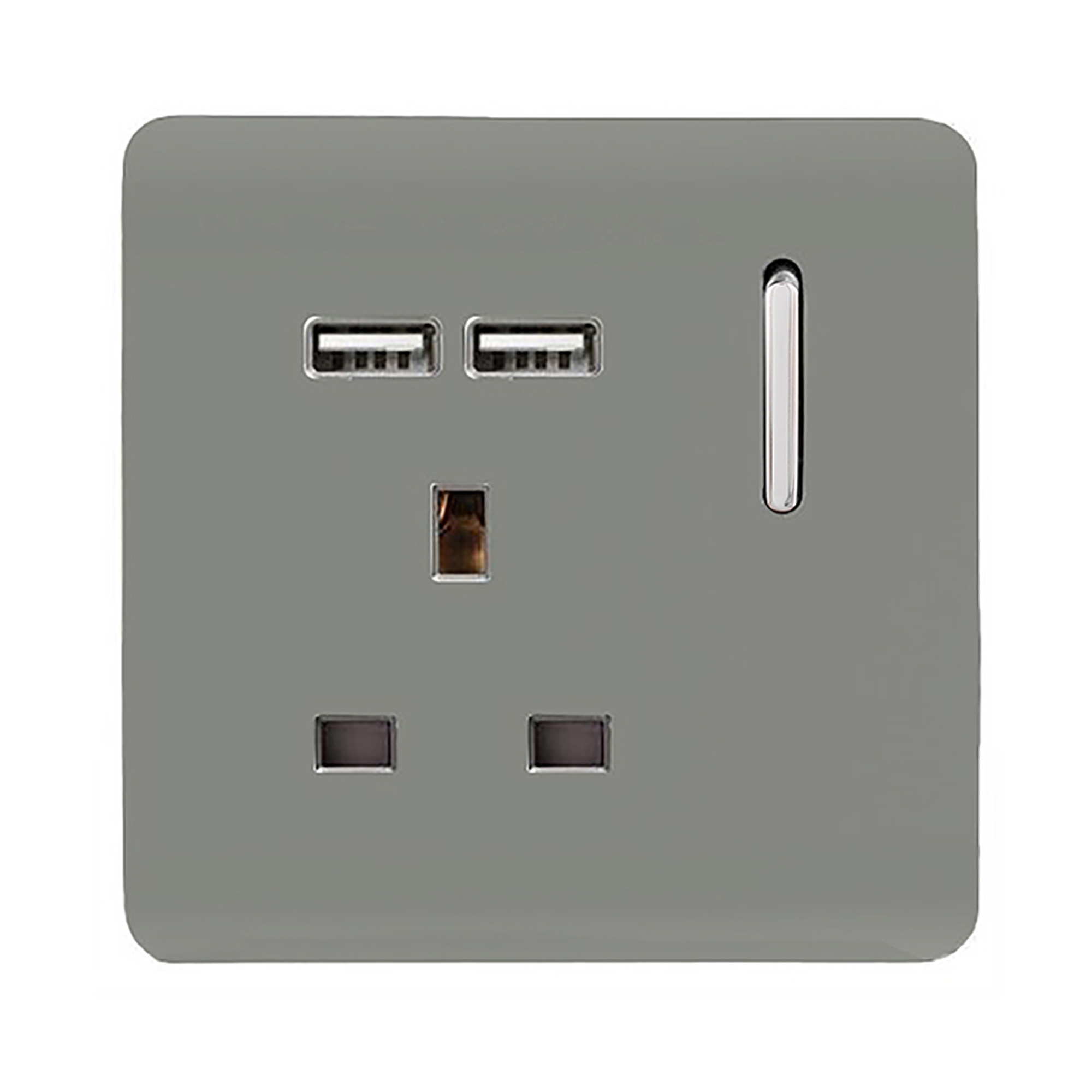 ART-SKT13USBLG  1 Gang 13Amp Switched Single Socket With 2 x USB Light Grey